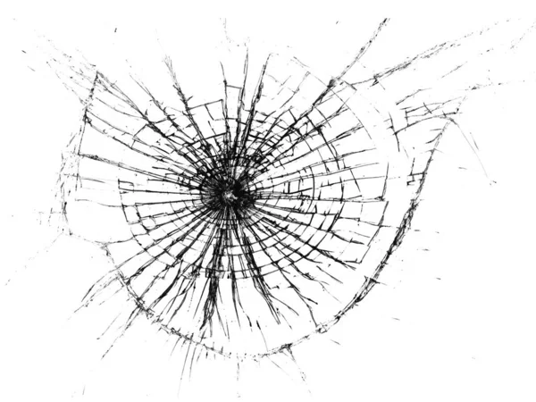 Vidrio roto sobre fondo blanco, diseño de objeto de fondo de textura —  Fotos de Stock