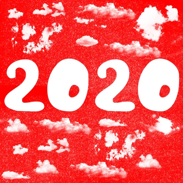 Happy New Year 2020 Design Patter. Christmas illustration with clouds — Stock Photo, Image