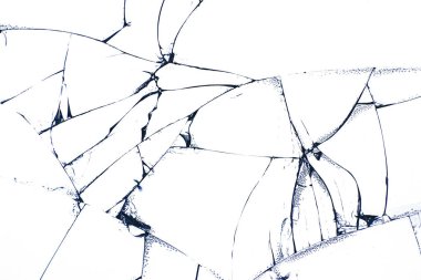 Akıllı telefonda kırık bir güvenlik camı. Beyaz arka planda çatlaklar ve çizgiler izole edilmiş. Kırık sertleştirilmiş, lamine edilmiş ve ısıya dayanıklı camlar telefon ekranını korumak için. Kırık camların siyah beyaz desenleri.