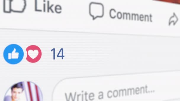 Facebook の反応 ソーシャル メディアのプラットフォームにいくつかの絵文字 — ストック動画