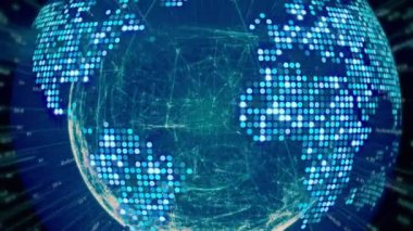 Dijital dünya futuristik bağlantıları. Veri ve dünya çapında ağ. Sorunsuz loopable