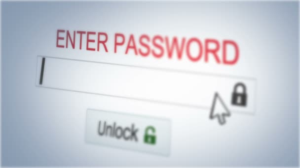 Enter Password Logging Security Code Detail Computer Screen — Stock Video