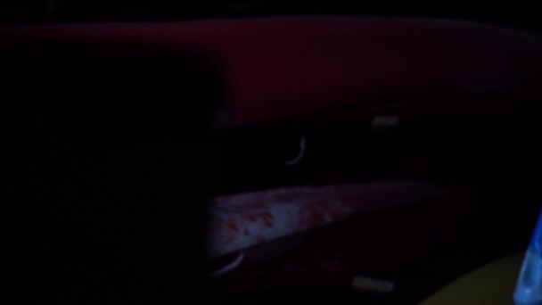 Κόκκινο κανό σε απόθεμα. Νύχτα — Αρχείο Βίντεο