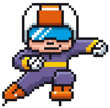 Çizgi film buz pateni oyuncu - piksel tasarım vektör çizim