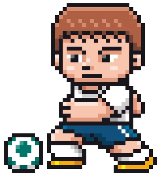 Vektor Illustration Des Cartoon Fußballers Pixel Design — Stockvektor