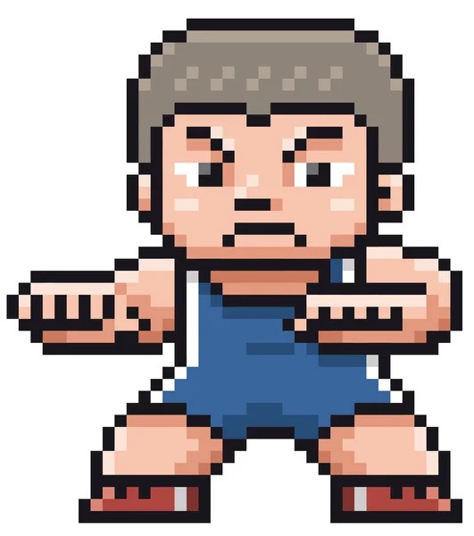 Vectorillustratie Van Cartoon Wrestling Speler Pixel Ontwerp — Stockvector