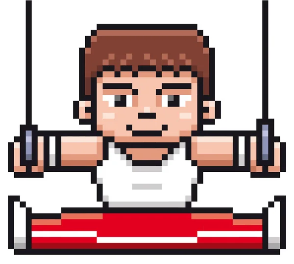 Illustrazione Vettoriale Cartoon Gymnastic Player Pixel Design — Vettoriale Stock