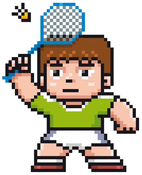 Illustration Vectorielle Lecteur Badminton Bande Dessinée Pixel Design — Image vectorielle