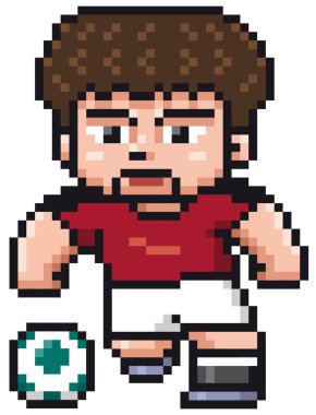 Vektör çizim karikatür futbolcu - piksel tasarım