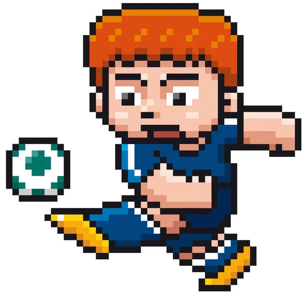 Ilustração Vetorial Jogador Futebol Dos Desenhos Animados Pixel Design — Vetor de Stock