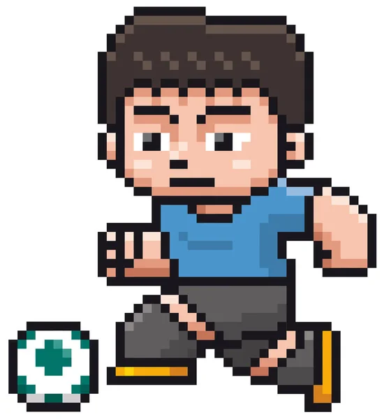 Illustrazione Vettoriale Del Giocatore Calcio Dei Cartoni Animati Pixel Design — Vettoriale Stock