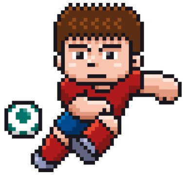 Vektör çizim karikatür futbolcu - piksel tasarım