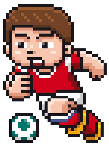 Illustration Vectorielle Lecteur Dessin Animé Soccer Pixel Design — Image vectorielle