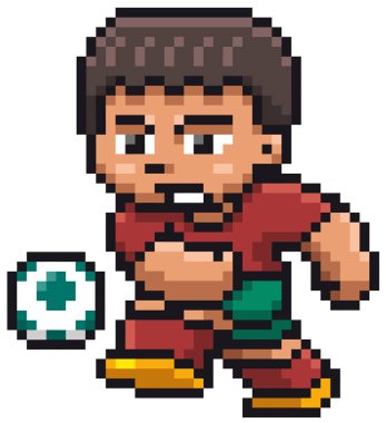 Vektör çizim karikatür futbolcu - piksel tasarım