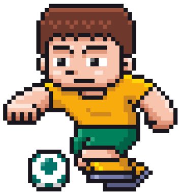 Vektör çizim karikatür futbolcu - piksel tasarım