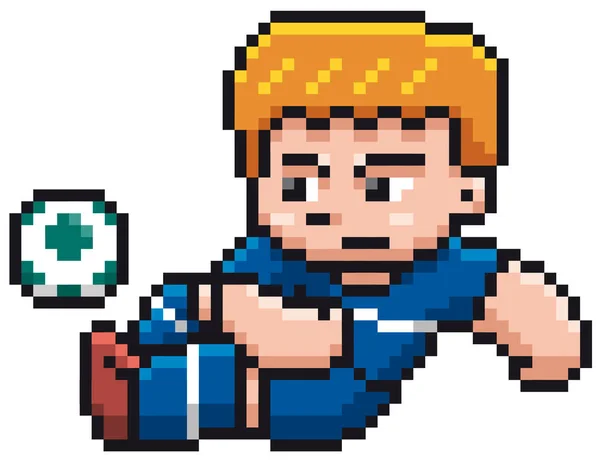 Vektor Illustration Des Cartoon Fußballers Pixel Design — Stockvektor