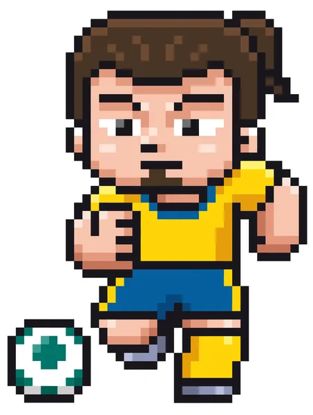 Ilustração Vetorial Jogador Futebol Dos Desenhos Animados Pixel Design —  Vetores de Stock