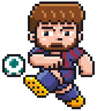 Vektör çizim karikatür futbolcu - piksel tasarım