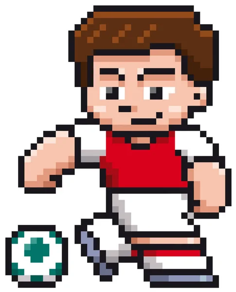 Vector Illustration Cartoon Soccer Player Pixel Design — Stock Vector