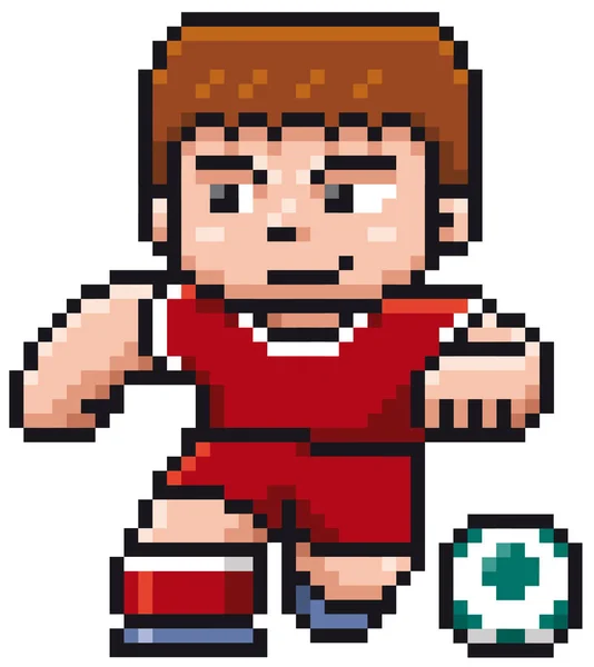 Ilustração Vetorial Jogador Futebol Dos Desenhos Animados Pixel Design — Vetor de Stock