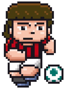 Vektör çizim karikatür futbolcu - piksel tasarım