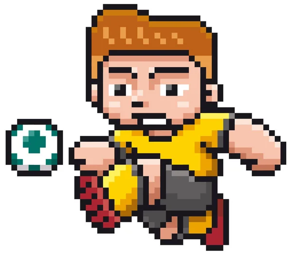 Illustration Vectorielle Lecteur Dessin Animé Soccer Pixel Design — Image vectorielle