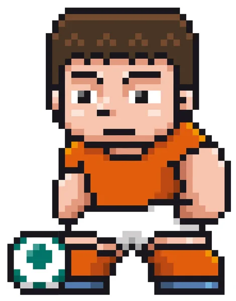 Illustrazione Vettoriale Del Giocatore Calcio Dei Cartoni Animati Pixel Design — Vettoriale Stock