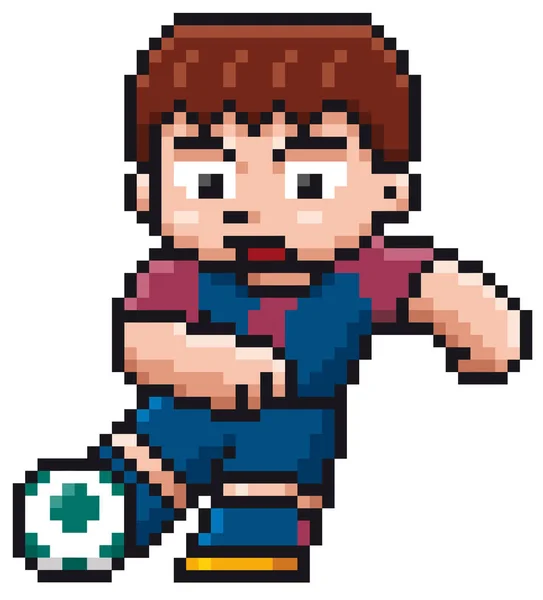 Vector Illustration Cartoon Soccer Player Pixel Design — Stock Vector
