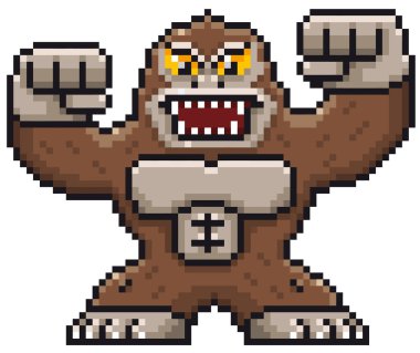 Vektör çizim karikatür canavar - piksel tasarım