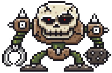 Vektör çizim karikatür kafatası Monster - piksel tasarım