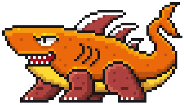 Ilustração Vetorial Cartoon Monster Shark Pixel Design — Vetor de Stock