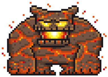 Vektör çizim karikatür canavar lav - piksel tasarım