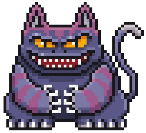 Vektorové Ilustrace Kreslené Monster Cat Pixel Design — Stockový vektor