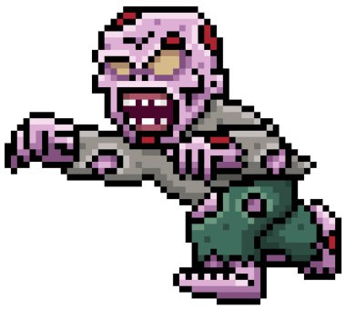 Çizgi film zombi - piksel designvector illüstrasyon karikatür zombi - piksel tasarım vektör çizim