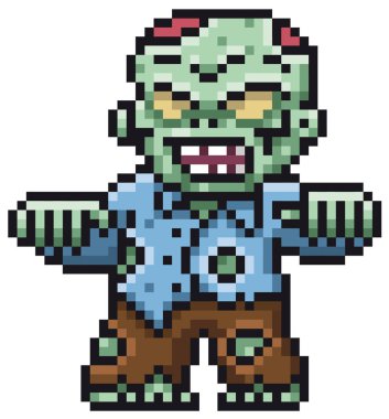 Çizgi film zombi - piksel designvector illüstrasyon karikatür zombi - piksel tasarım vektör çizim