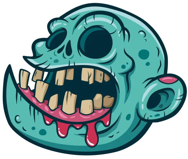 Ilustración Vectorial Cabeza Dibujos Animados Zombie — Vector de stock