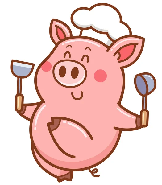 Ilustración Vectorial Cerdo Chef Dibujos Animados — Vector de stock