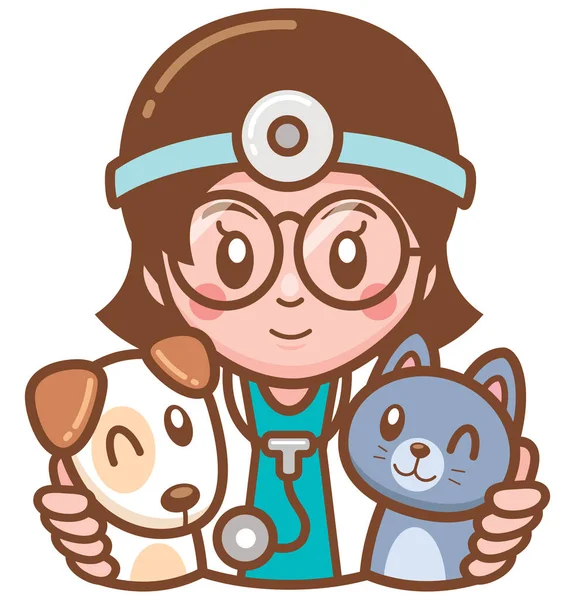Illustration Vectorielle Cartoon Pet Doctor — Image vectorielle