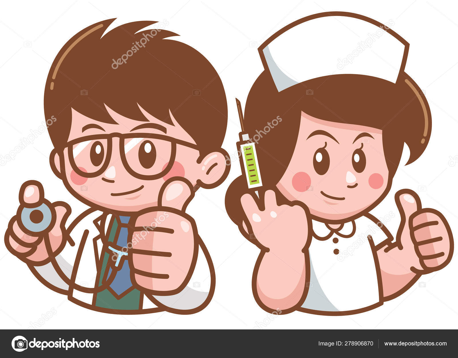 Ilustração Do Vetor De Desenho Animado Do Médico E Enfermeiro