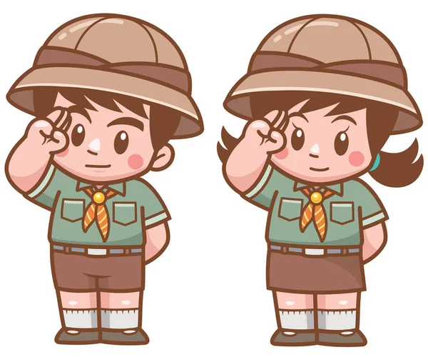 Illustrazione Vettoriale Del Personaggio Dei Bambini Scout — Vettoriale Stock