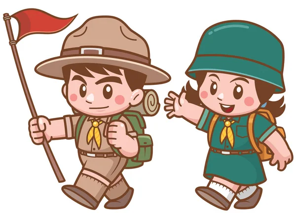 Ilustrație Vectorială Personajului Scout Kids — Vector de stoc