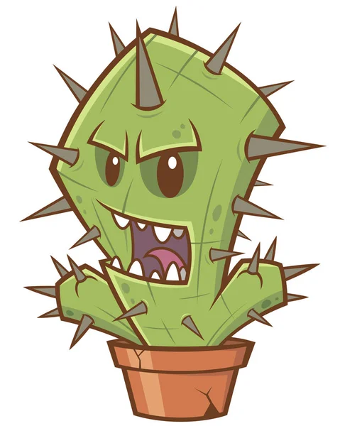 Ilustração Vetorial Cartoon Cactus Monstro —  Vetores de Stock