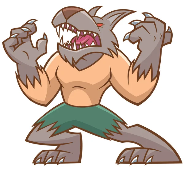 Vector Illustration Halloween Werewolf Cartoon — Stock Vector