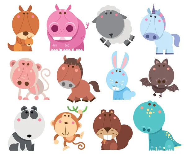 Vector Illustration Animals Cartoons Collection — Stock Vector