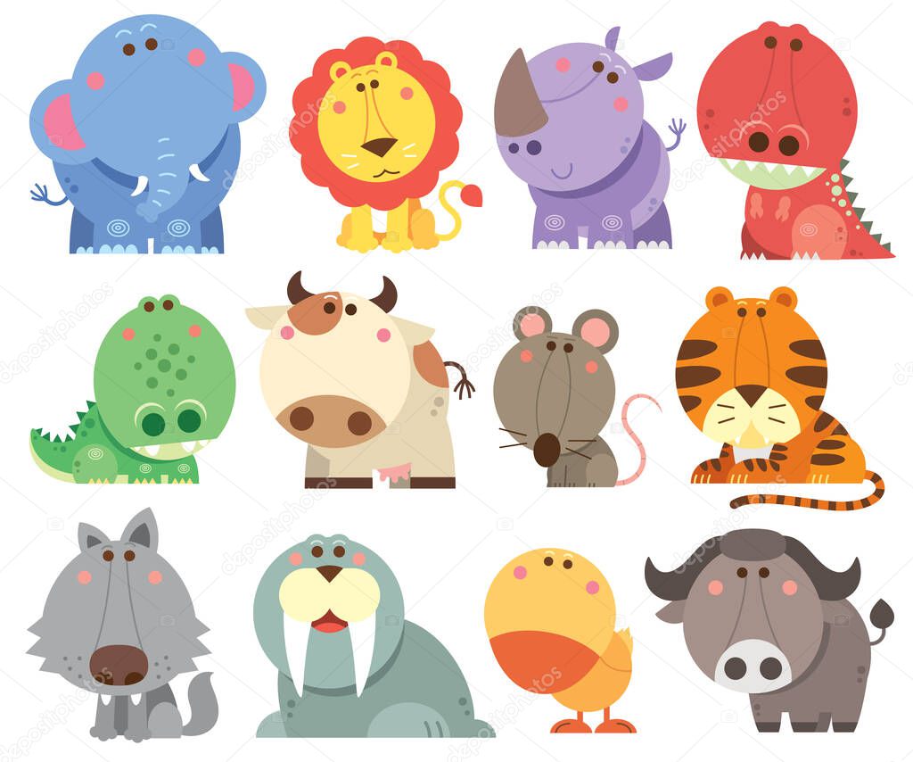Vector illustration of Animals cartoons collection