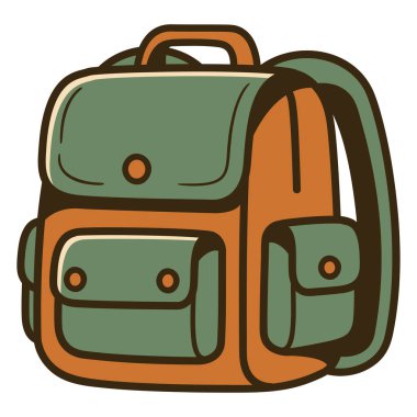 Retro Çizgi Film Okulu Sırt Çantası Vektör İllüstrasyonu