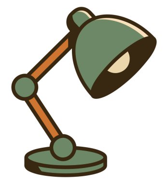 Retro Çizgi Film Masası Lambası İllüstrasyon Vintage Çalışma Stili Işık Simgesi