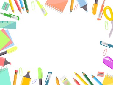Ofis eşyalarının çerçevesi, kırtasiye seti