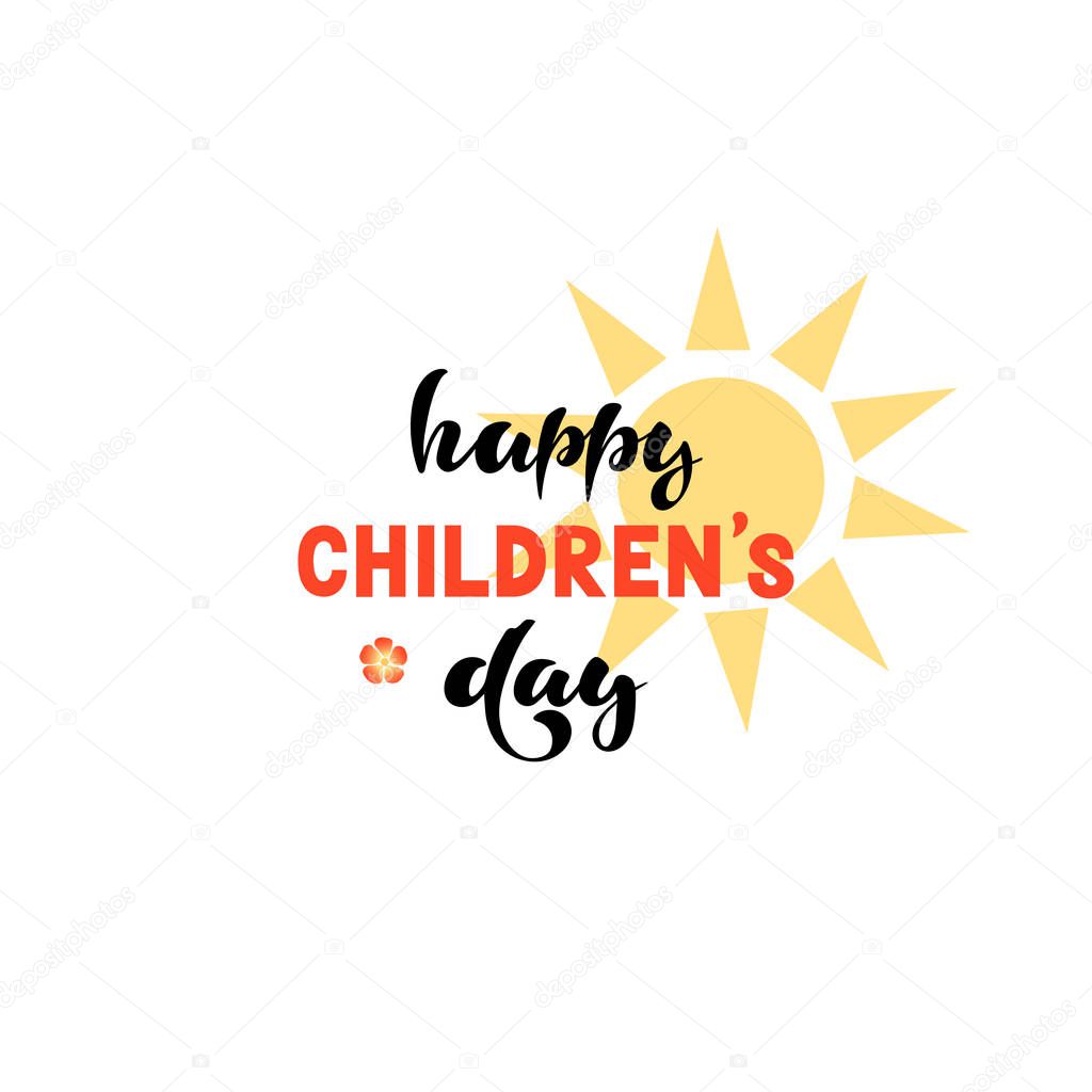 Vector illustration with handwritten phrase - Happy international childrens day.