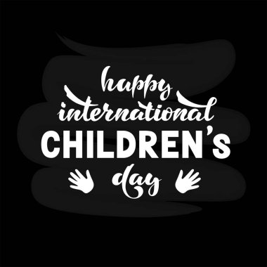 El yazısı ifade ile Vektör illüstrasyon - Mutlu uluslararası çocuk günü